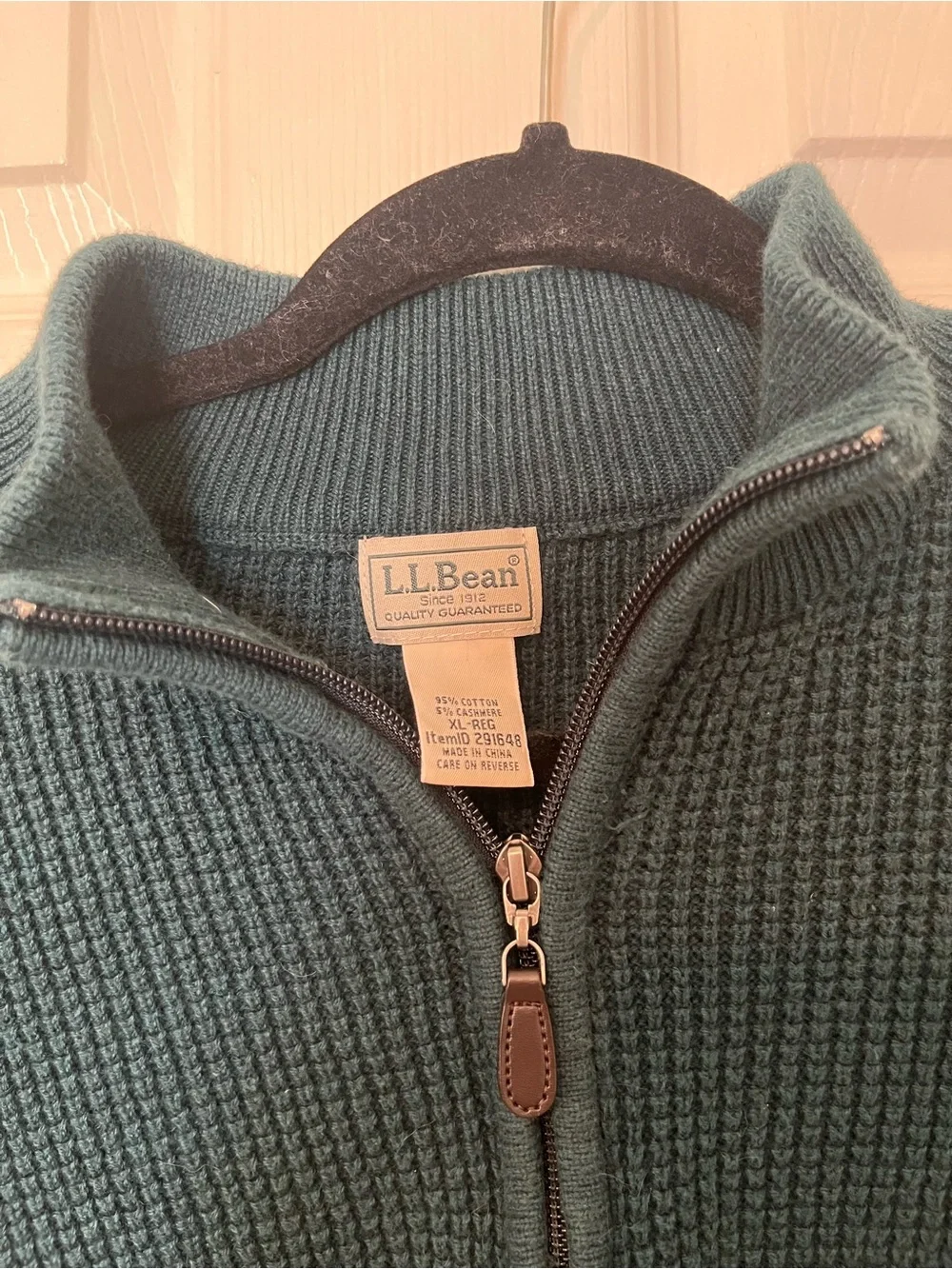 L.L. Bean Men's XL Regular Teal Half-Zip Waffle Knit Sweater Gorpcore
